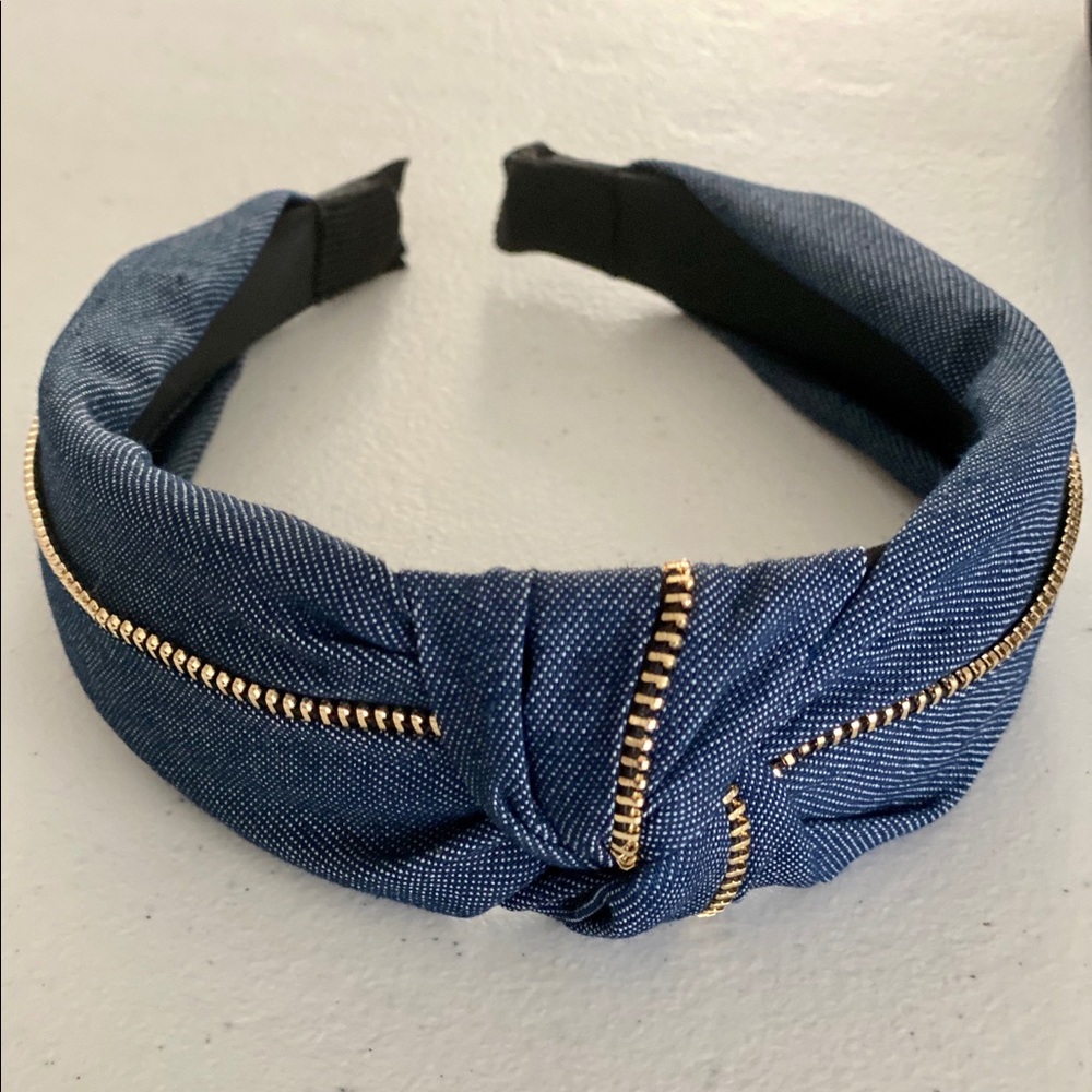 Denim dark wash topknot headband
